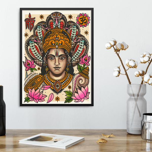 Vishnu | Hinduism Self Love Series | Ronja Block | Tattoo Art Print